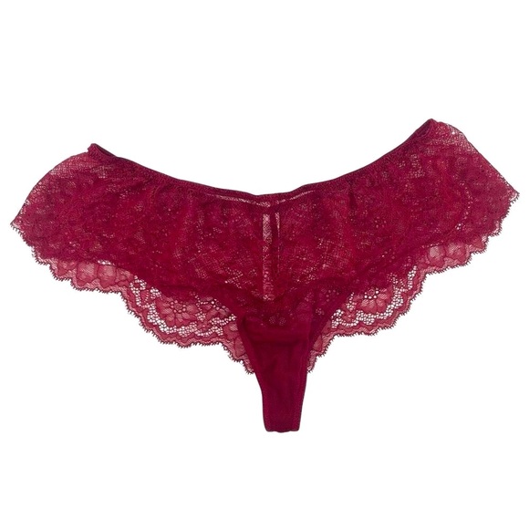 Victoria’s Secret Dream Angels Burgundy Lace Wide Side Thong Medium NWOT - Picture 1 of 11